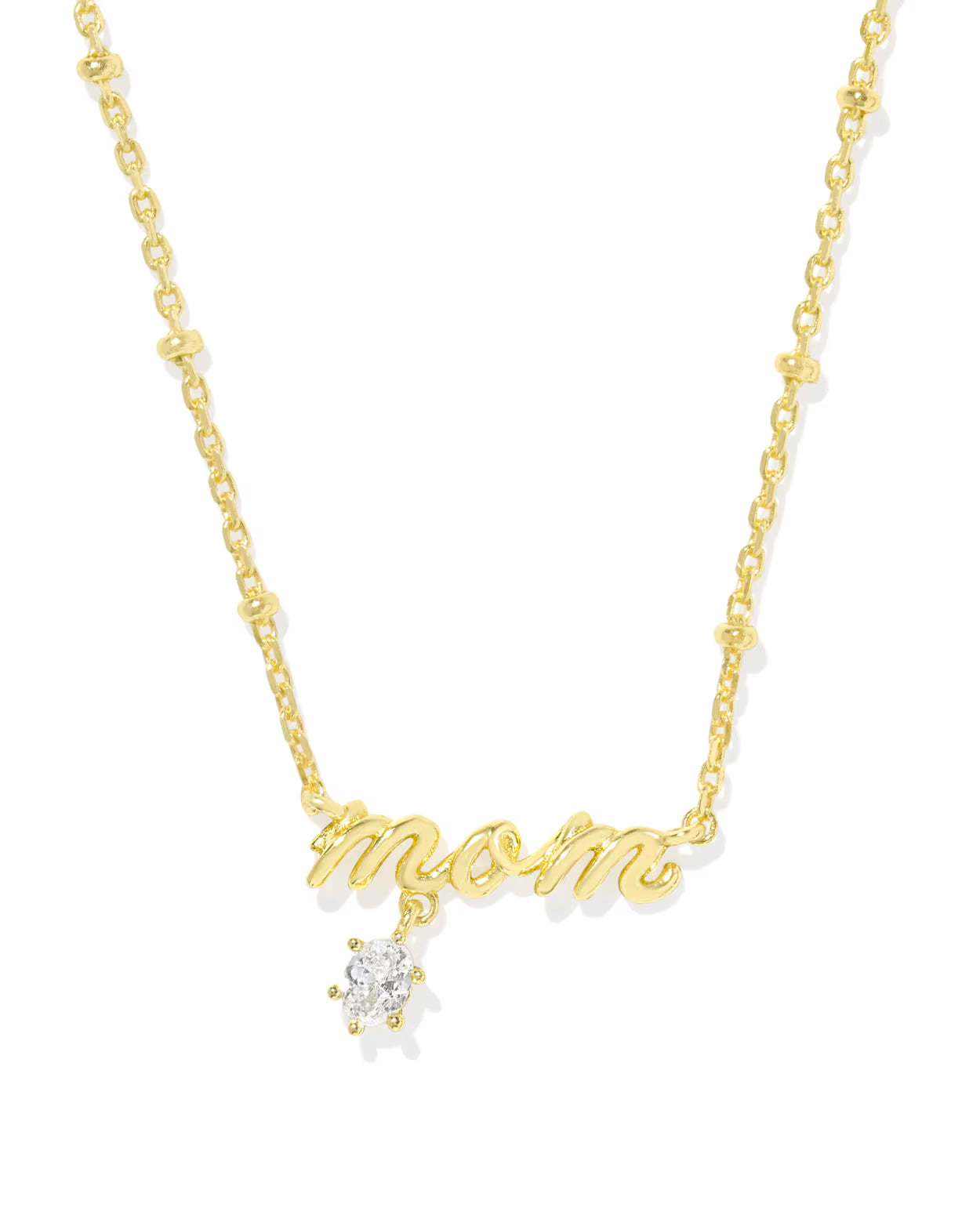 Mom Gold Crystal Short Pendant Necklace