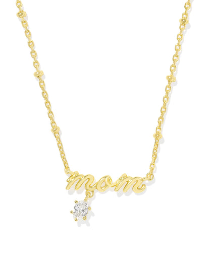 Mom Gold Crystal Short Pendant Necklace