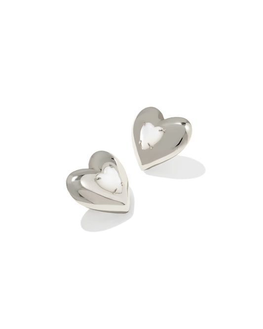 Sasha Heart Silver Stud Earrings