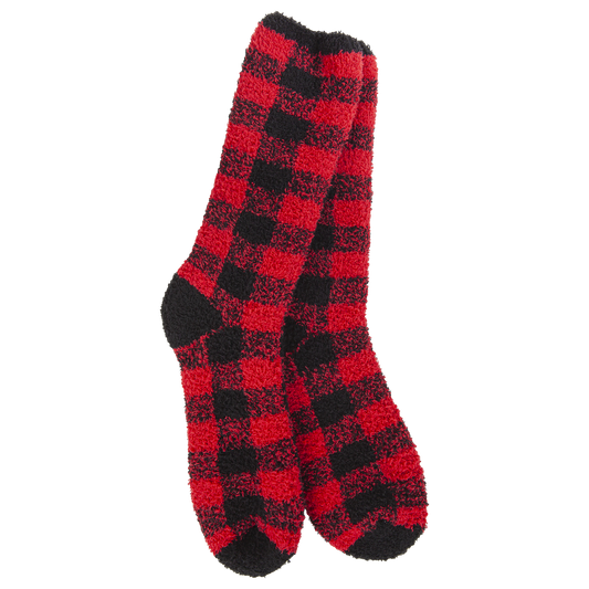 Fireside Cozy Plaid Crew Red and Black