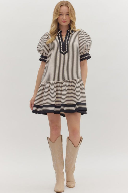 Black and Cream Striped Dress