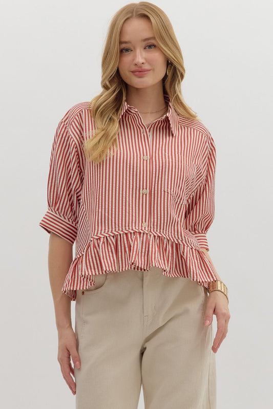 Rustic Charm Ruffle Shirt