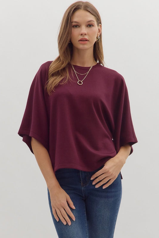 Elbow Sleeve Maroon Top