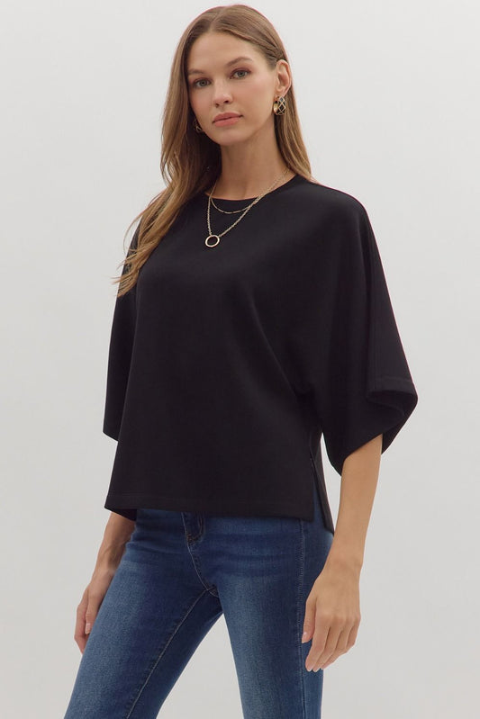 Elbow Sleeve Black Top