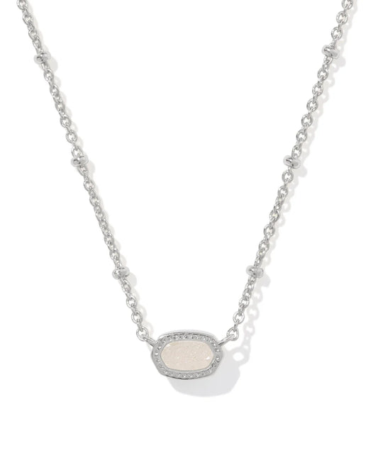 Mini Elisa Silver Satellite Short Pendant Necklace in Rhode Iridescent Drusy