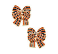 Canvas Style Halloween Striped Bow Stud Earrings in Orange & Black