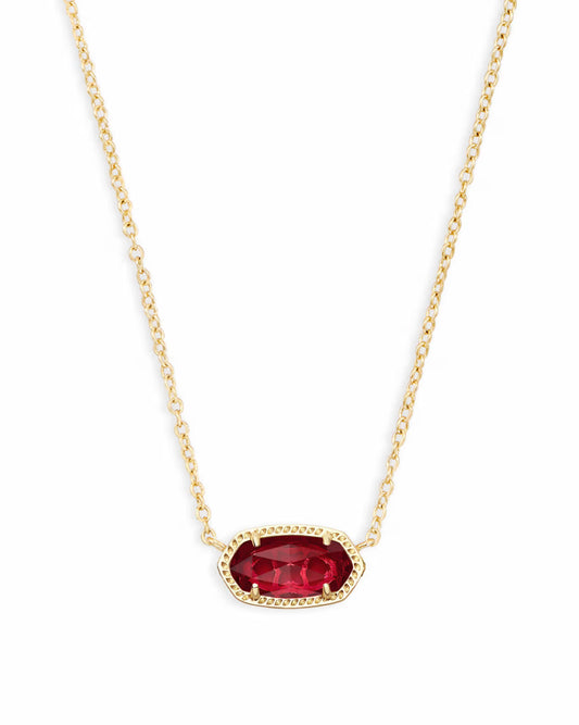 Elisa Gold Pendant Necklace in Berry Glass