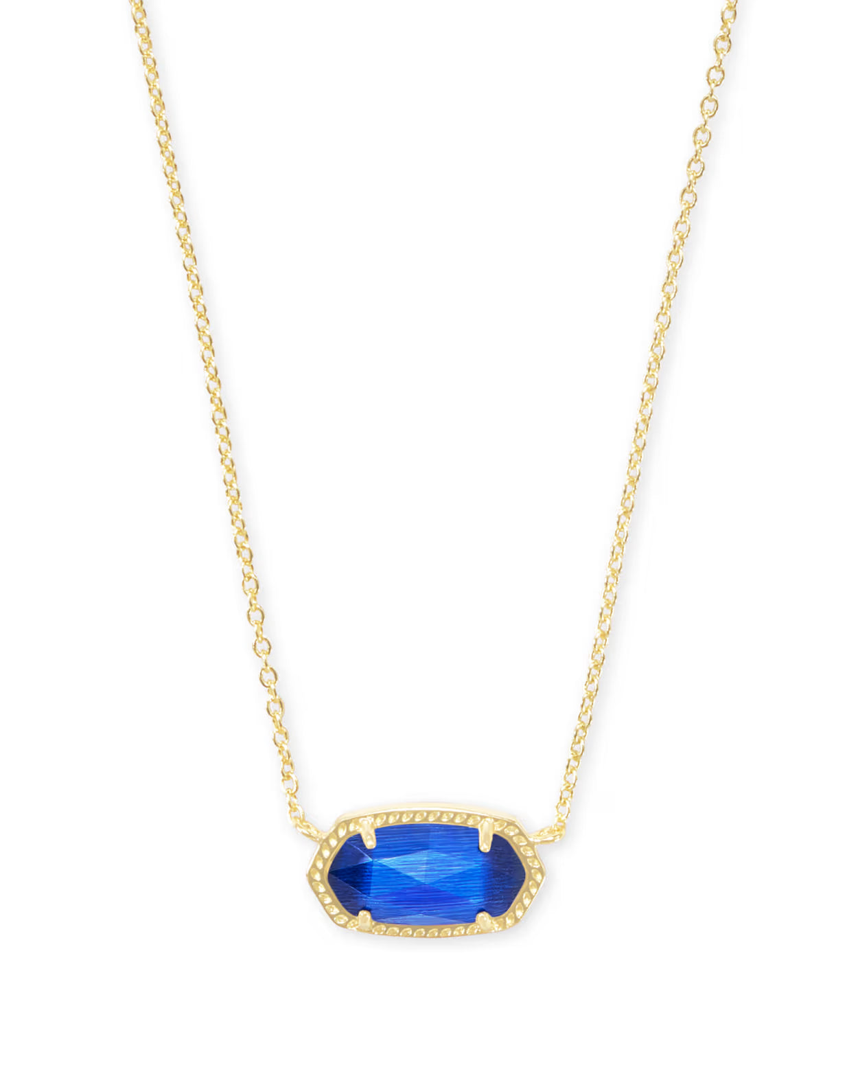 Elisa Gold Pendant Necklace in Cobalt Cat's Eye