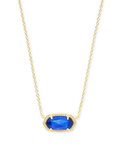 Elisa Gold Pendant Necklace in Cobalt Cat's Eye
