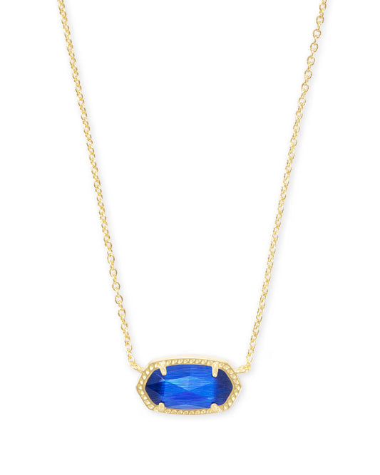 Elisa Gold Pendant Necklace in Cobalt Cat's Eye