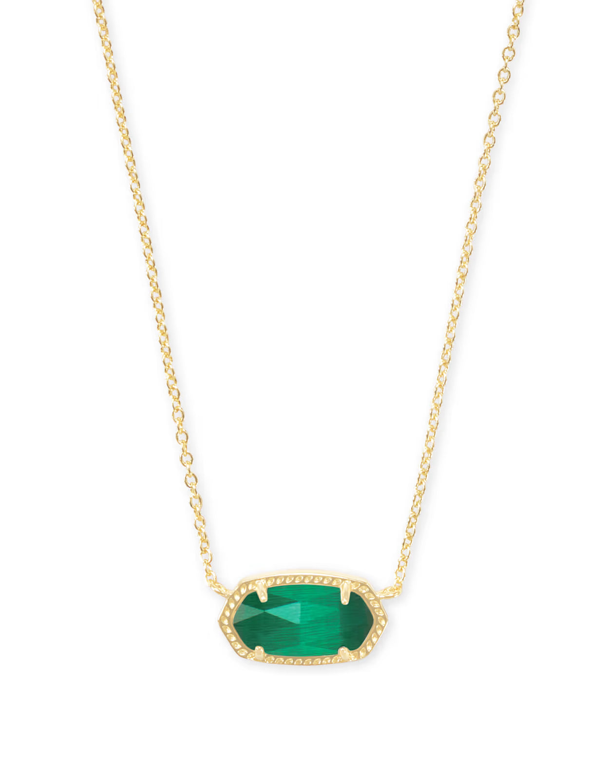 Elisa Gold Pendant Necklace in Emerald Cat’s Eye