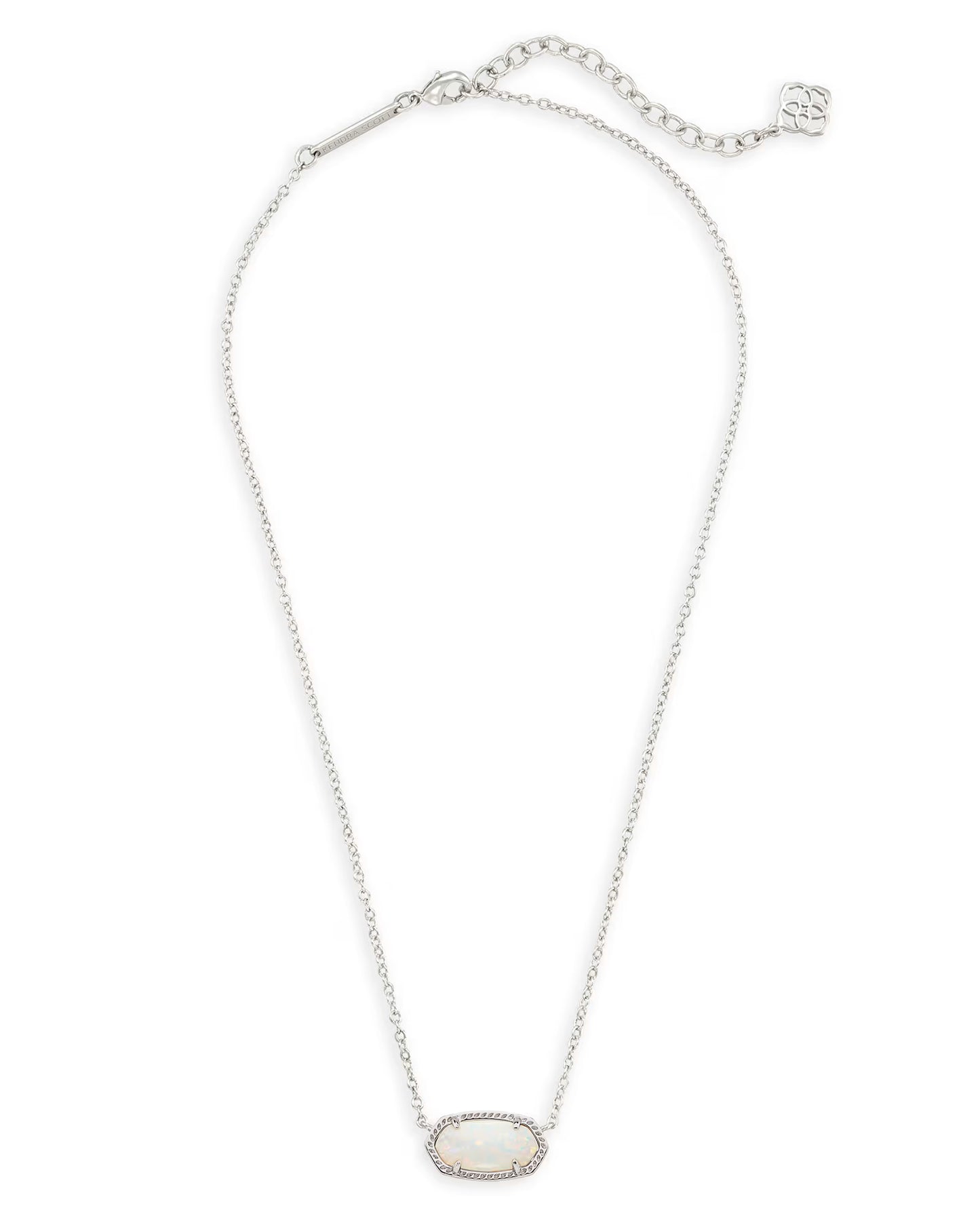Elisa Silver Pendant Necklace in White Lab Grown Opal