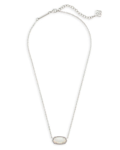 Elisa Silver Pendant Necklace in White Lab Grown Opal