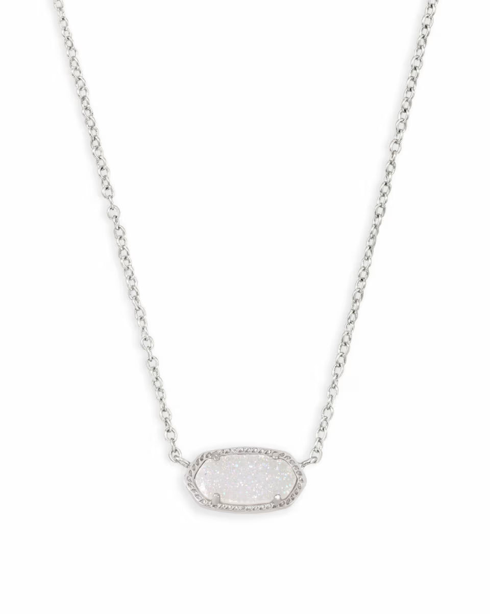 Elisa Silver Pendant Necklace in Iridescent Drusy