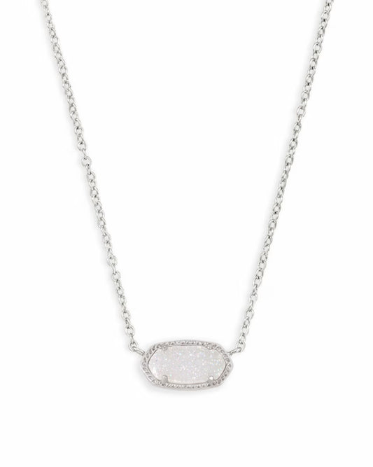 Elisa Silver Pendant Necklace in Iridescent Drusy