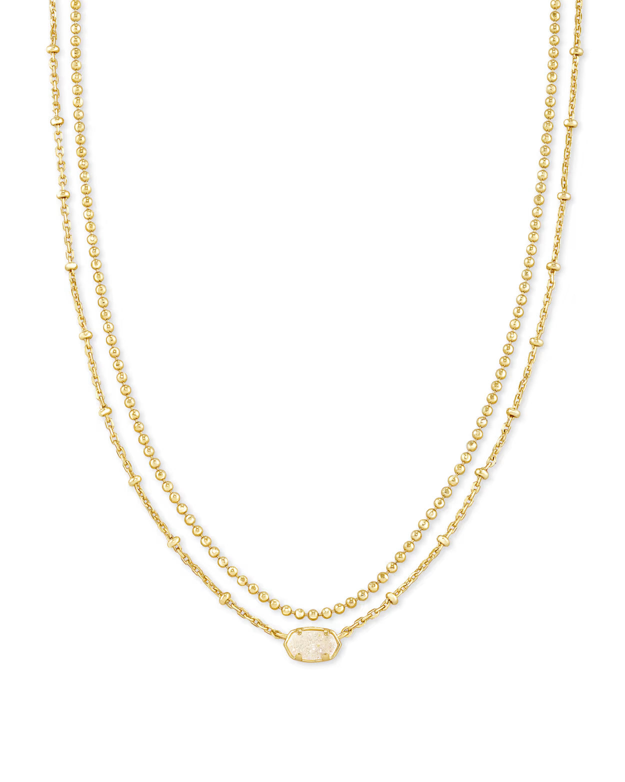 Emilie Gold Multi Strand Necklace in Iridescent Drusy