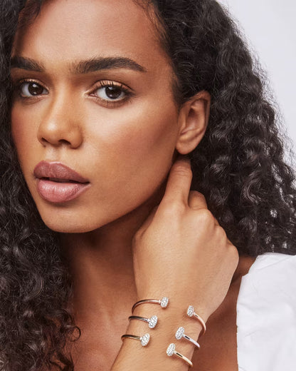 Grayson Gold Cuff Bracelet in White Crystal