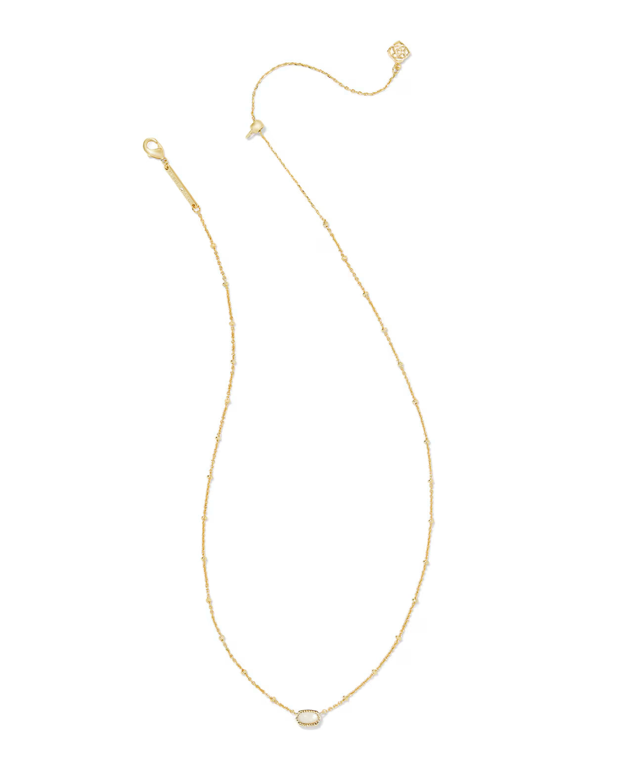 Mini Elisa Gold Satellite Short Pendant Necklace in Ivory Mother of Pearl