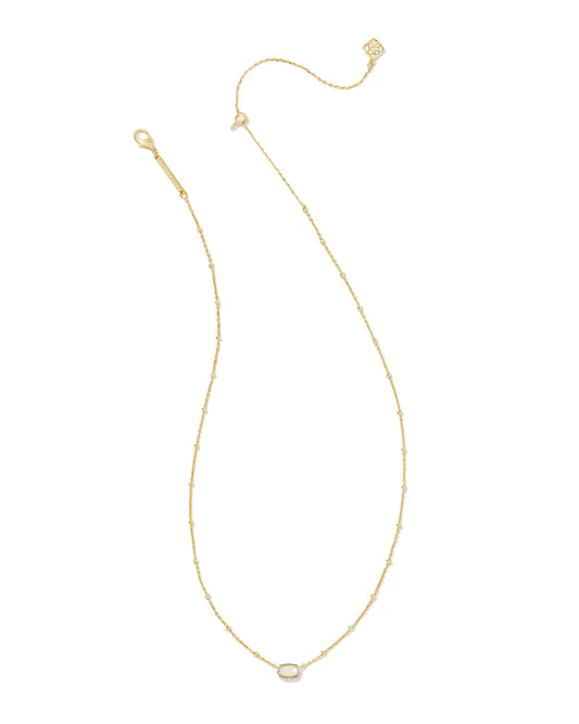 Mini Elisa Gold Satellite Short Pendant Necklace in Ivory Mother of Pearl