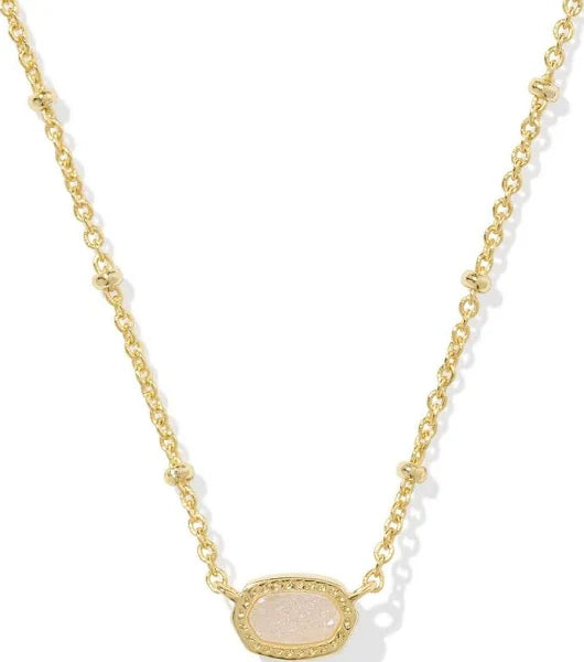 Mini Elisa Gold Satellite Short Pendant Necklace in Gold Iridescent Drusy