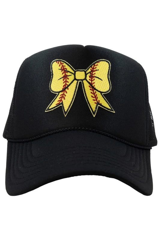 SOFTBALL BOW COQUETTE PATCH FOAM TRUCKER WOMEN'S HAT
