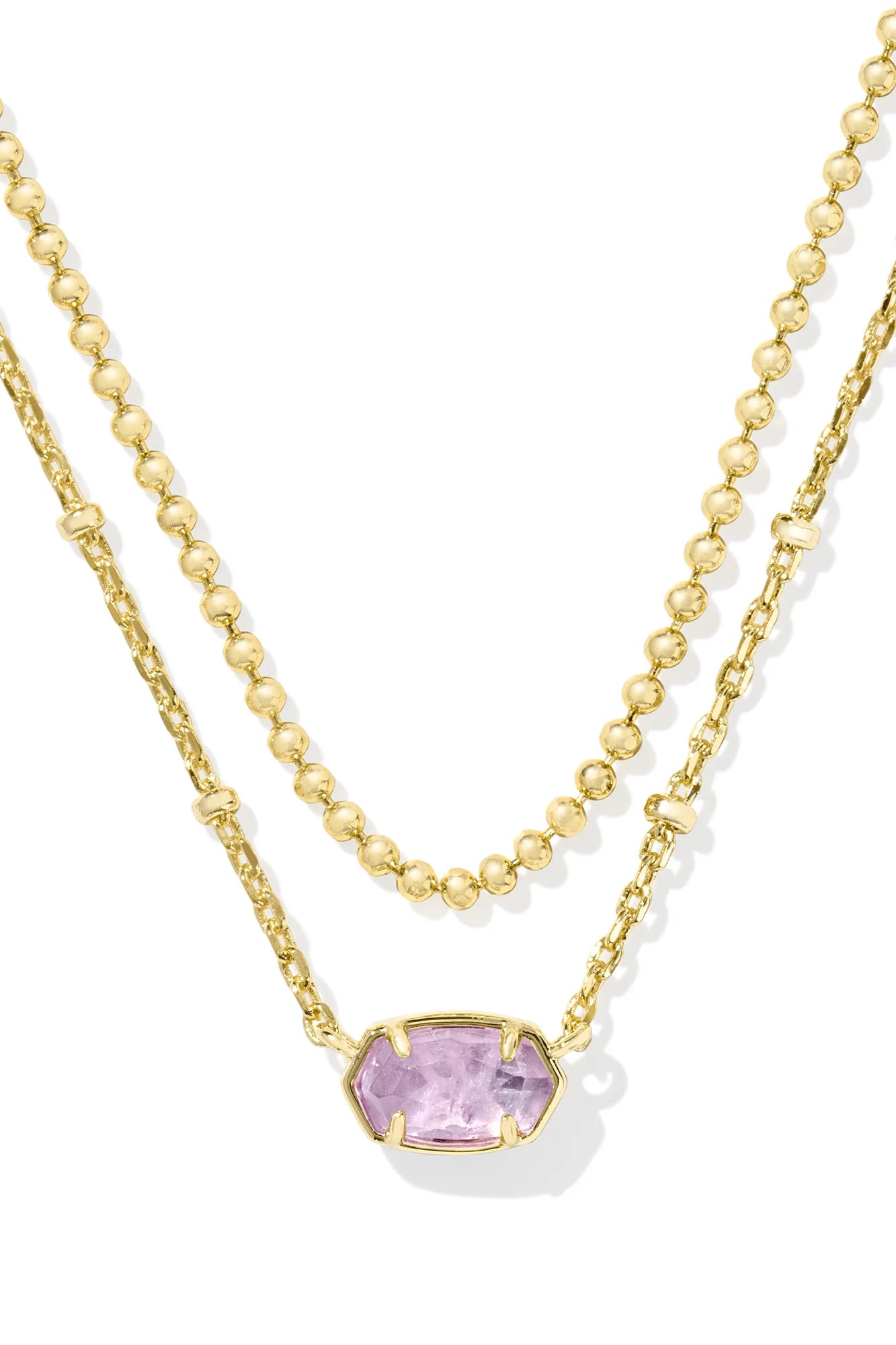 Emilie Multi Strand Necklace in Gold Purple Amethyst